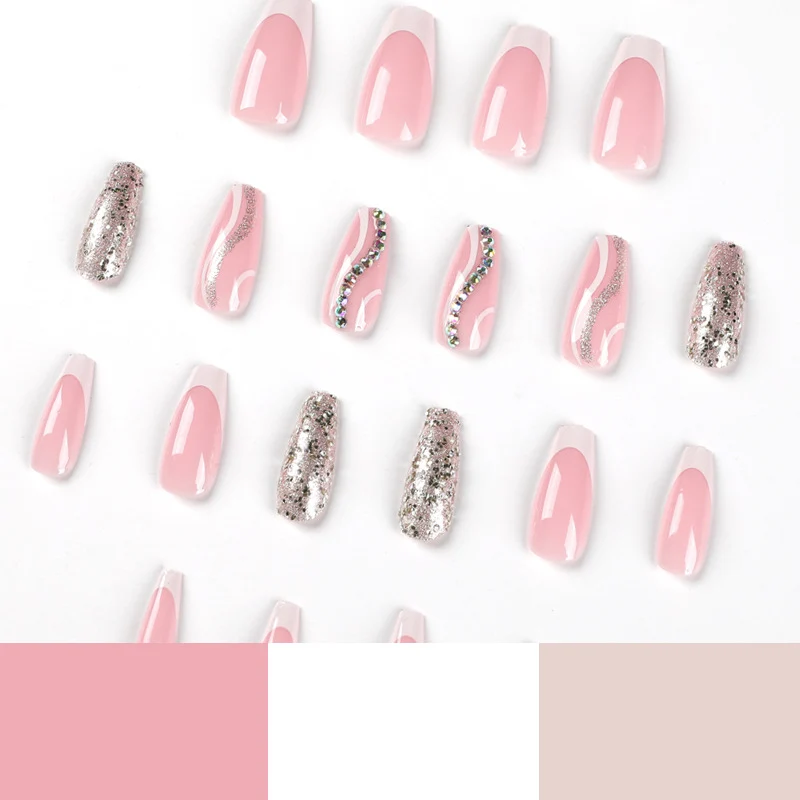 Artistic Nail Art with Glitter and Wave Accents Stornfield