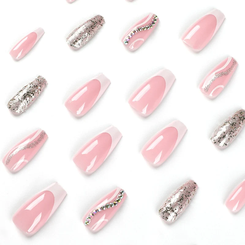 Artistic Nail Art with Glitter and Wave Accents Stornfield