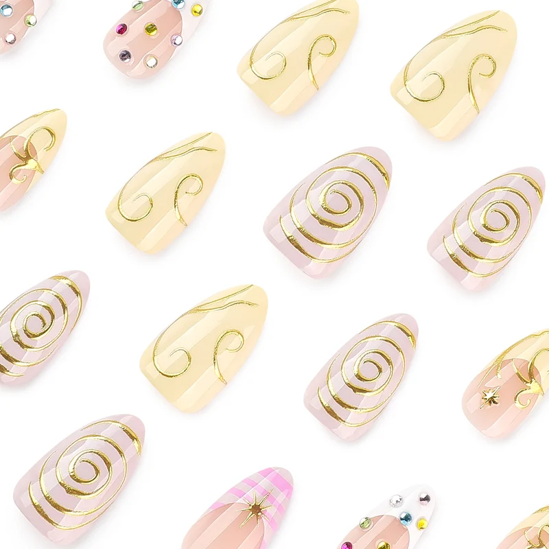 Artful Nail Art with Glitter and Spiral Design Stornfield