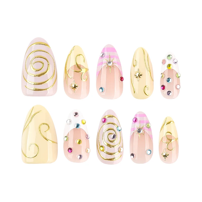 Artful Nail Art with Glitter and Spiral Design Stornfield