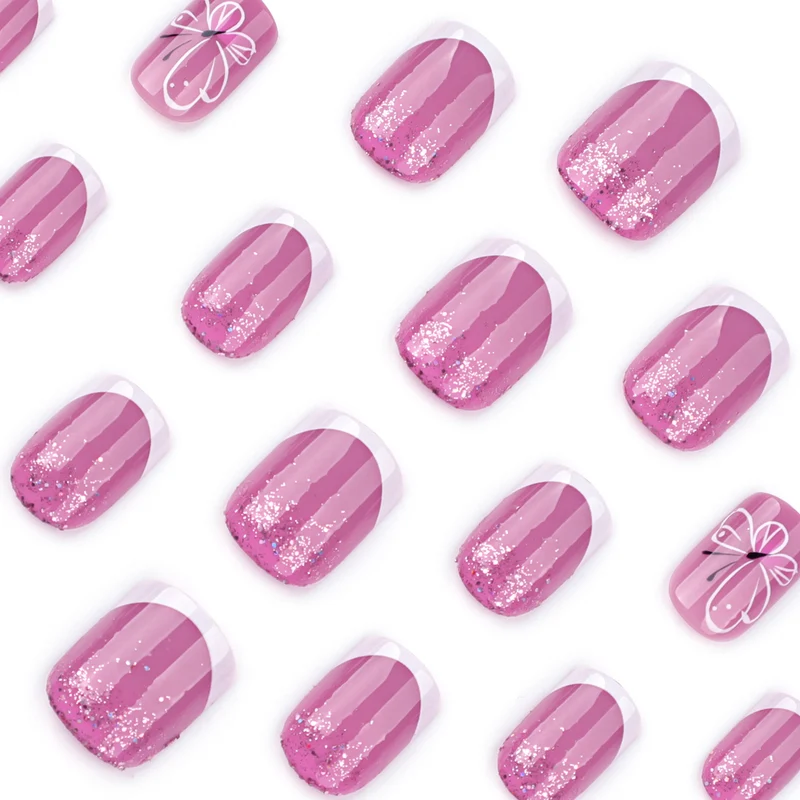 Artistic nail art with glitter and butterfly design Stornfield
