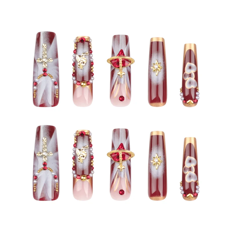 Artistic Nail Art with Glitter and Heart Designs Stornfield