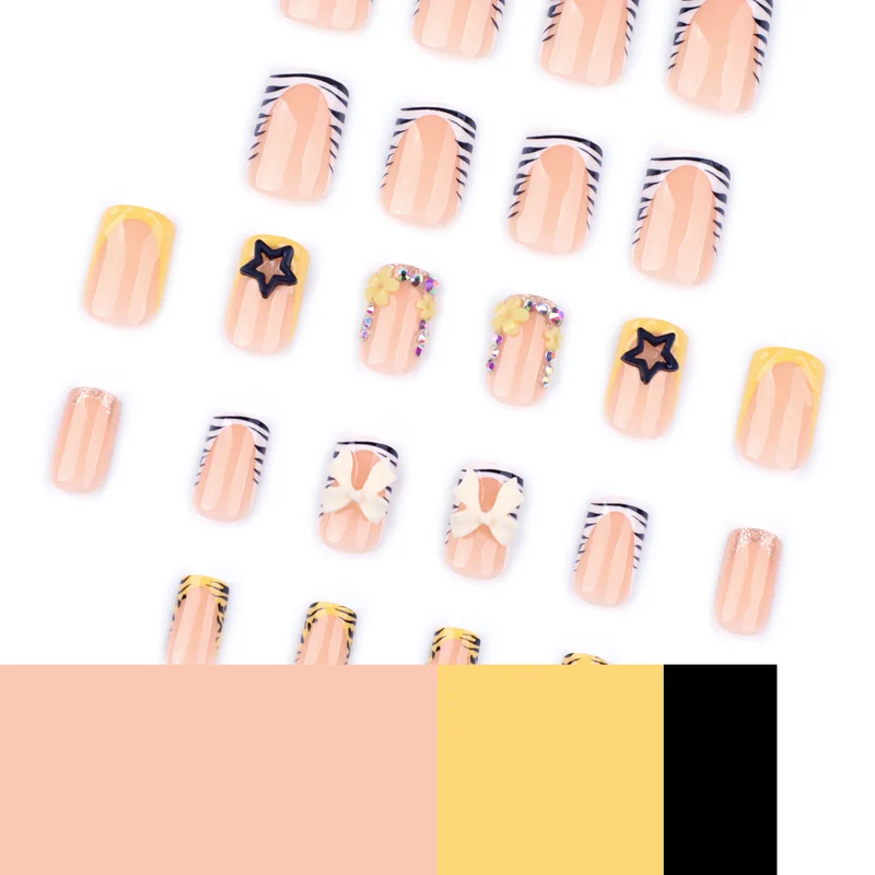 Artistic Nail Art with Glitter and Floral Accents Stornfield