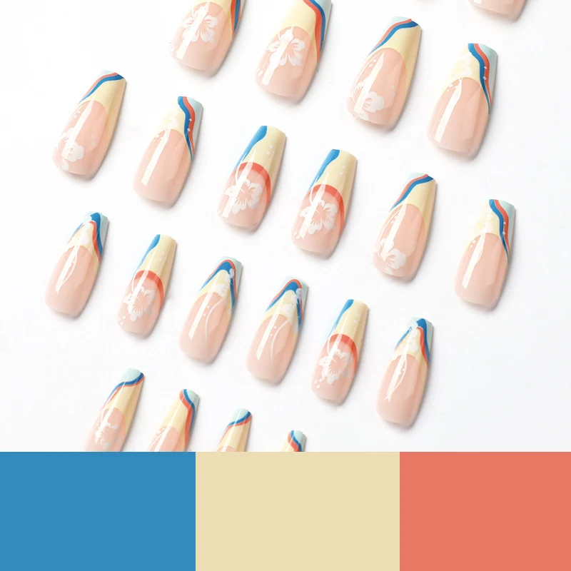 Artistic nail art with floral accents and creative color layers Stornfield