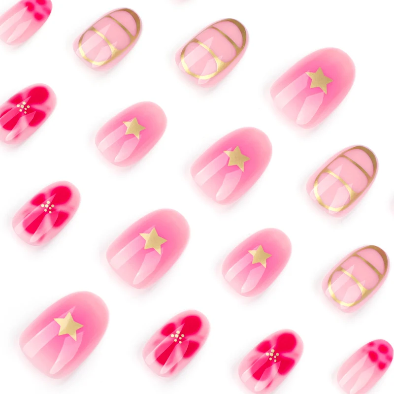 Artful Nail Art with Floral Design and Glitter Elements Stornfield