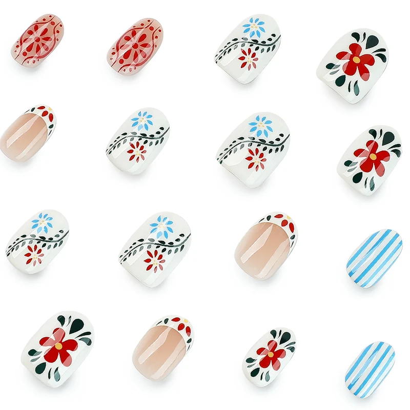 Artful nail art with floral design and colorful patterns Stornfield