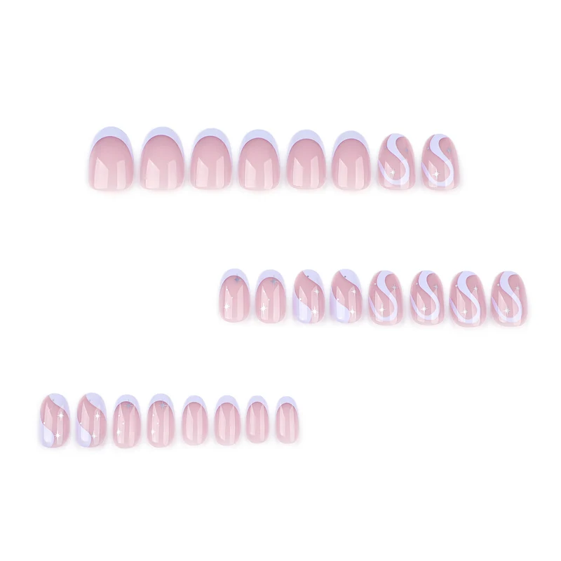 Artful nail art with elegant wave lines and glitter effects Stornfield