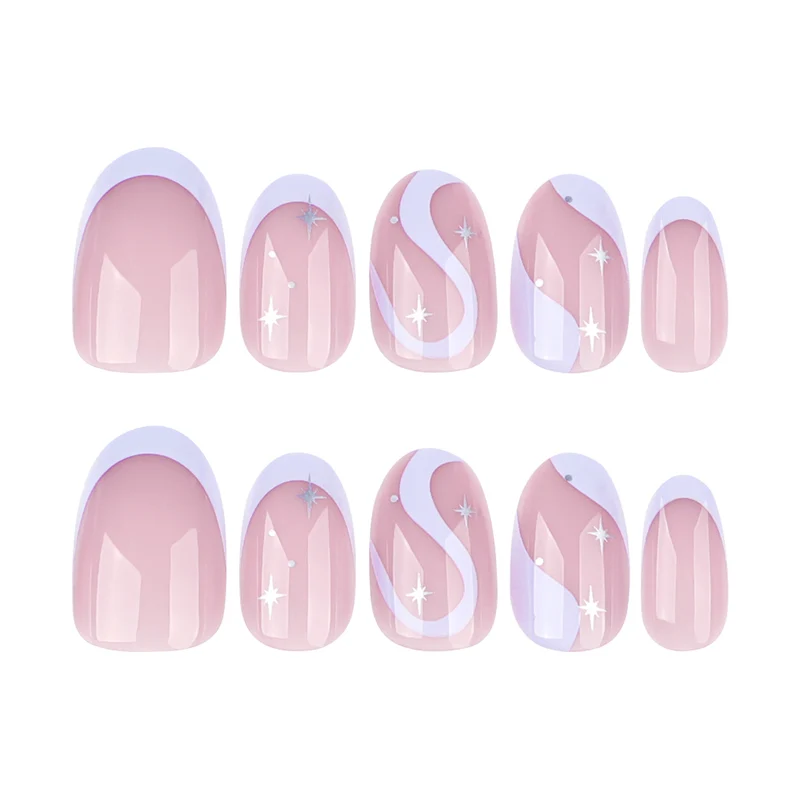 Artful nail art with elegant wave lines and glitter effects Stornfield