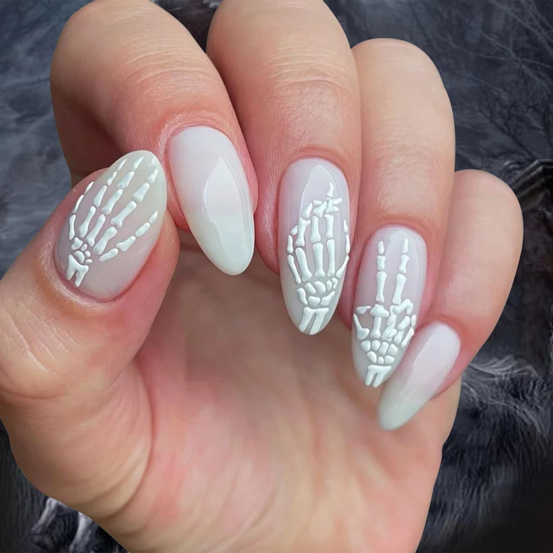 Artistic Nail Art in Skeleton Design Stornfield