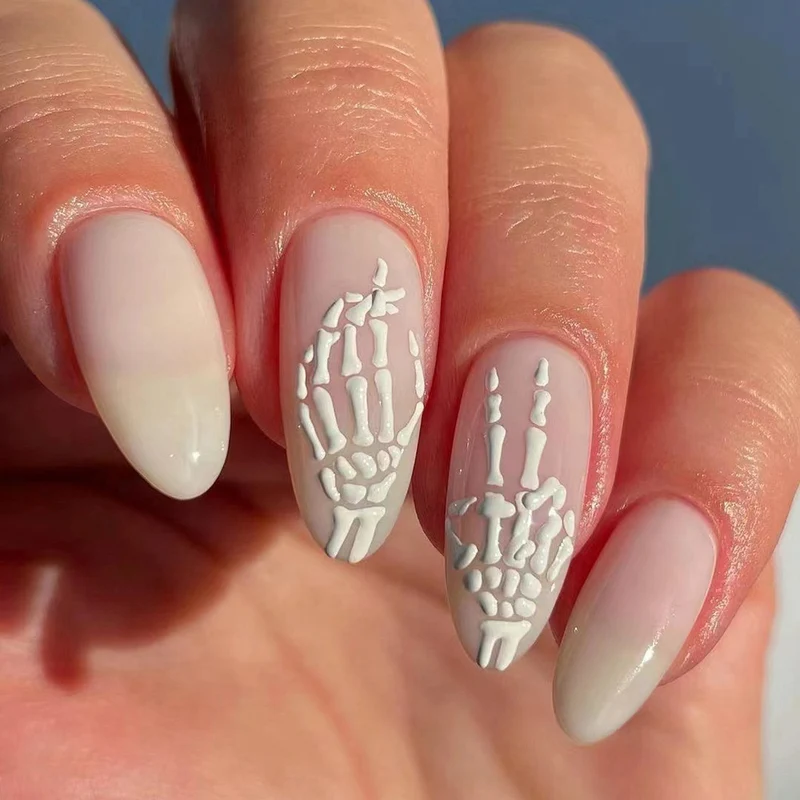 Artistic Nail Art in Skeleton Design Stornfield
