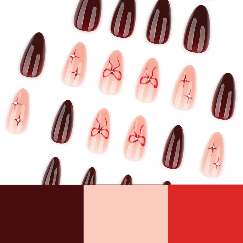 Artful nail art with elegant bows and rhinestone embellishments Stornfield