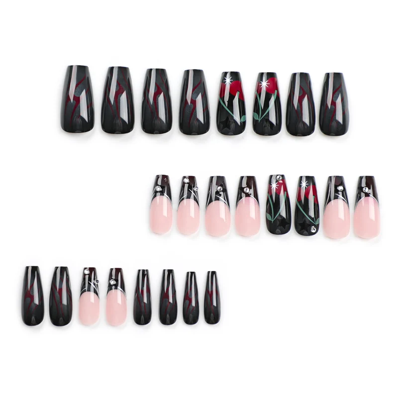 Artful nail art with elegant glitter accents and floral design Stornfield