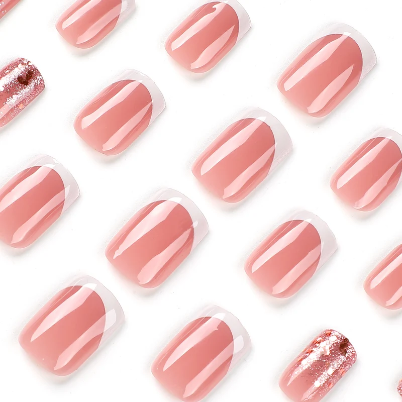 Artful Nail Art with Elegant Glitter and French Tip Accents Stornfield