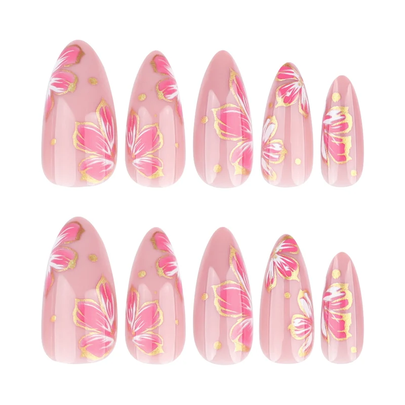 Artful nail art with elegant floral designs and gold accents Stornfield