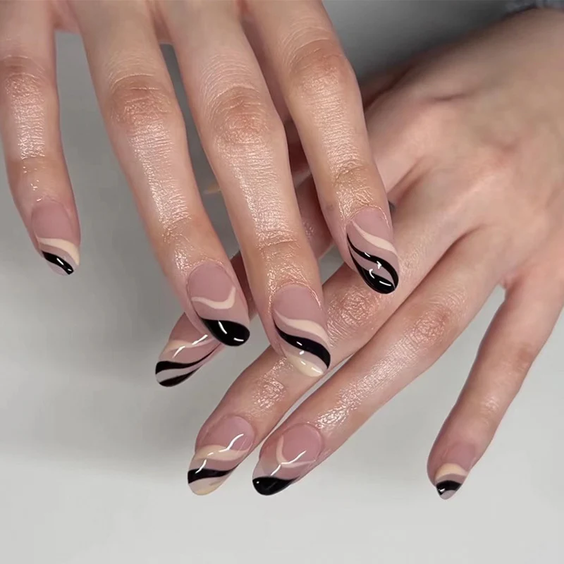 Artful Nail Art with Elegant Wave Design Stornfield