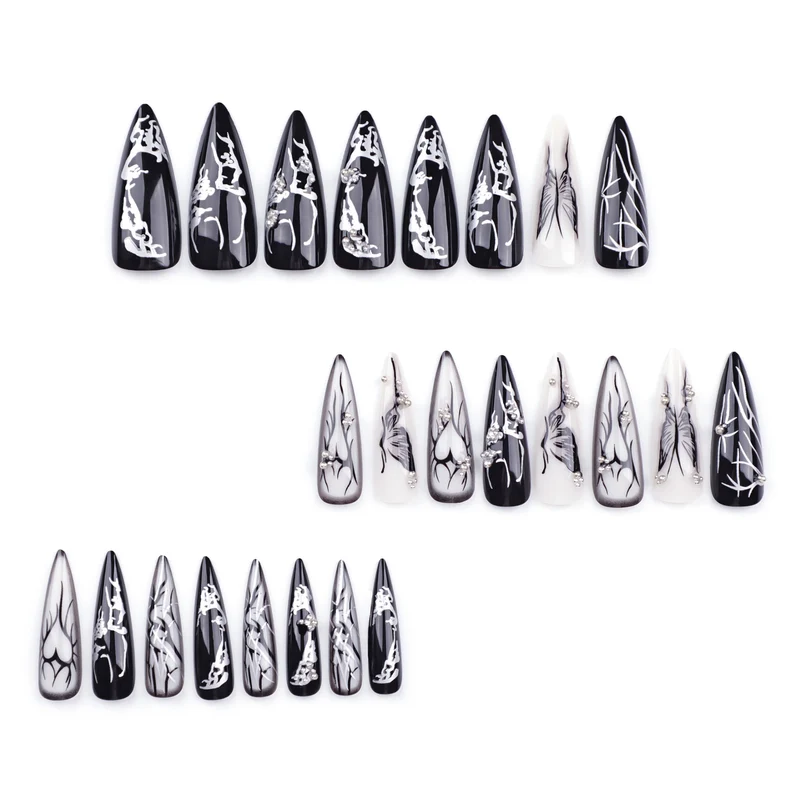 Artful Nail Art with Elegant Black and White Design Stornfield