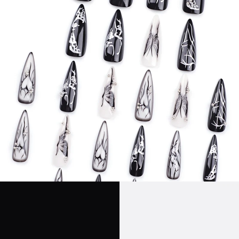 Artful Nail Art with Elegant Black and White Design Stornfield