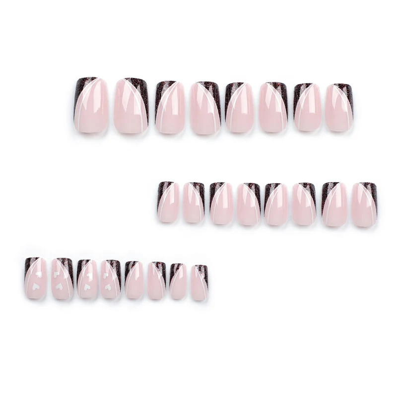 Artistic Nail Art with Elegant Glitter and Heart Design Stornfield