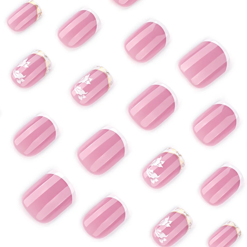 Artful nail art with elegant French tip and floral accents Stornfield