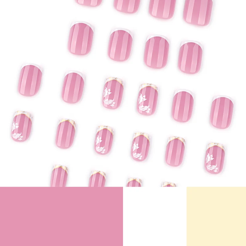 Artful nail art with elegant French tip and floral accents Stornfield