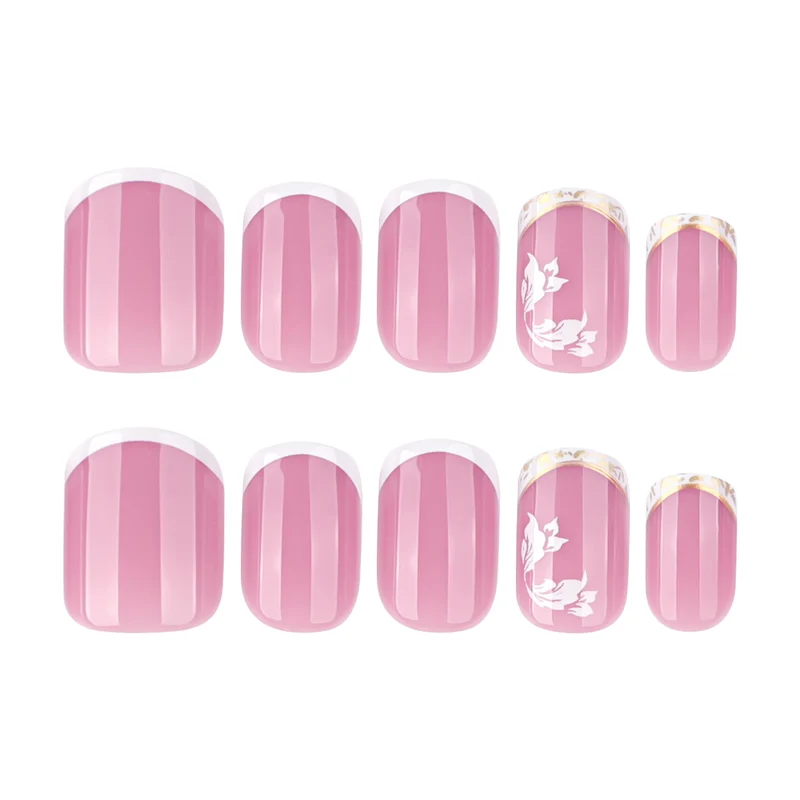 Artful nail art with elegant French tip and floral accents Stornfield