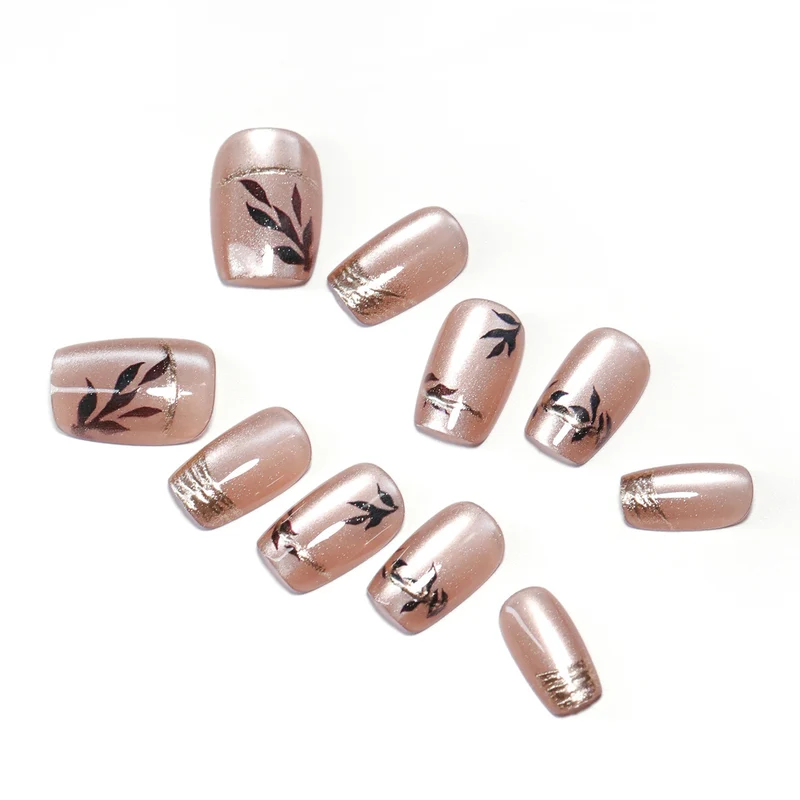 Artistic Nail Art with Elegant Leaf Design Stornfield