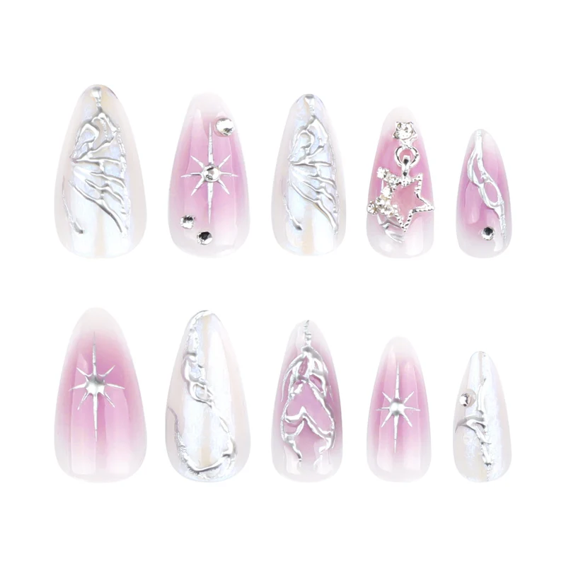 Artistic nail art with unique 3D decorations and glitter accents Stornfield