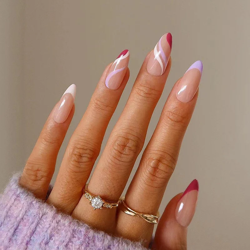 Artistic Nail Art with Unique Gradient and Geometric Accents Stornfield