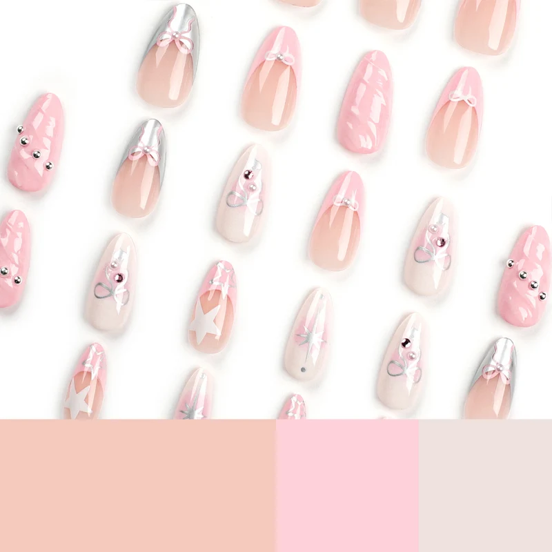 Artistic Nail Art with decorative bows and glitter accents Stornfield