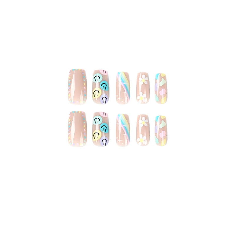 Artful Nail Art with Flower and Smiley Motifs Stornfield