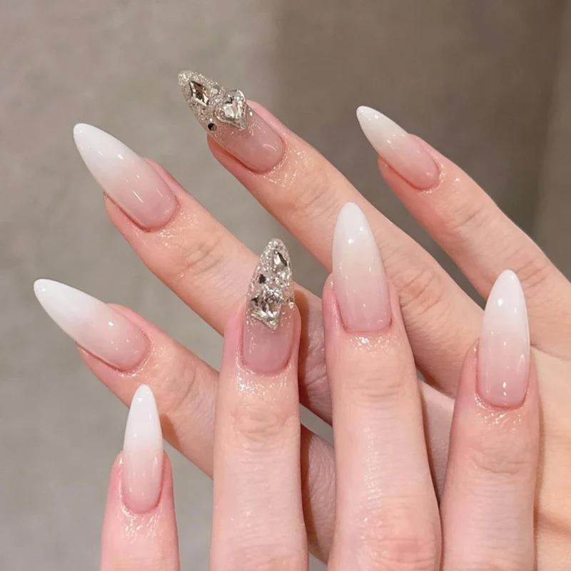 Artful Nail Art with Flower Design and Blue French Tip Stornfield