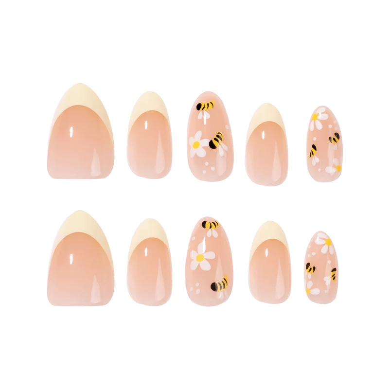 Artful Nail Art with Bee and Flower Design Stornfield