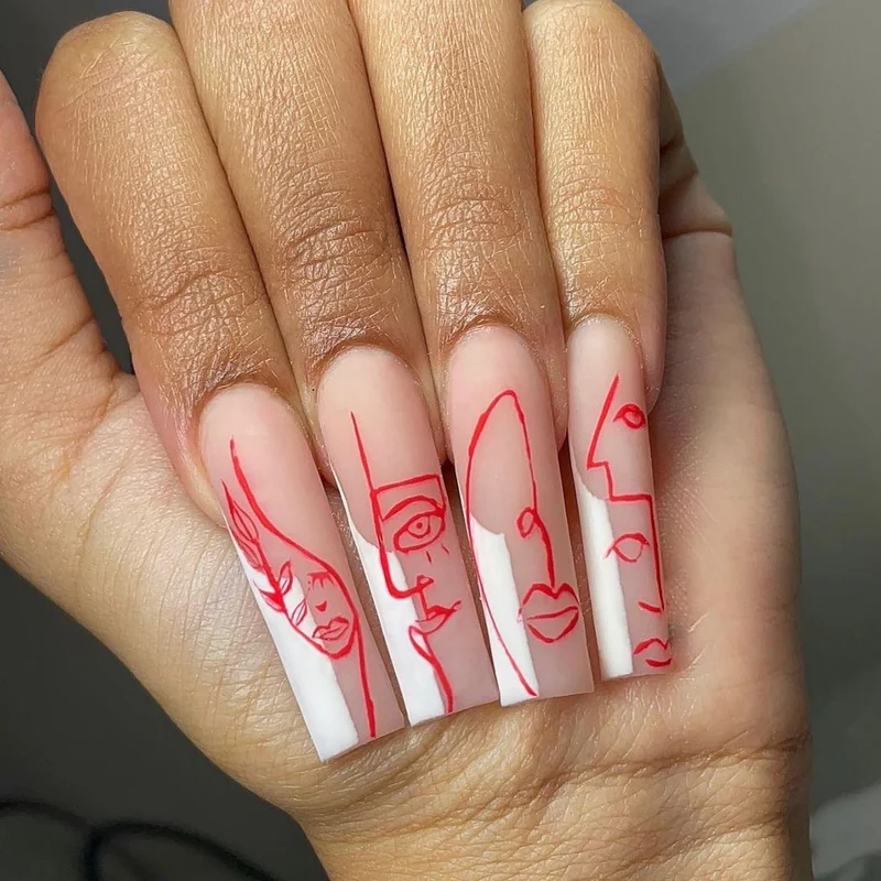 Artful Nail Art with Abstract Line Design Stornfield
