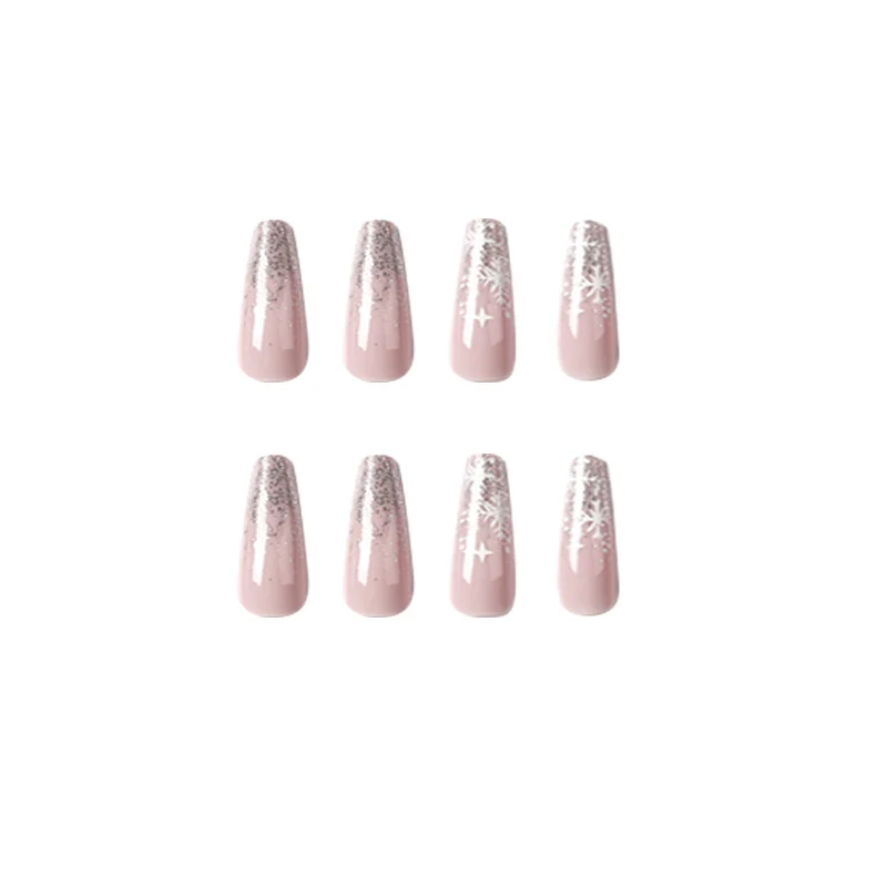 Artful nail art in winter design with glitter and snowflakes Stornfield