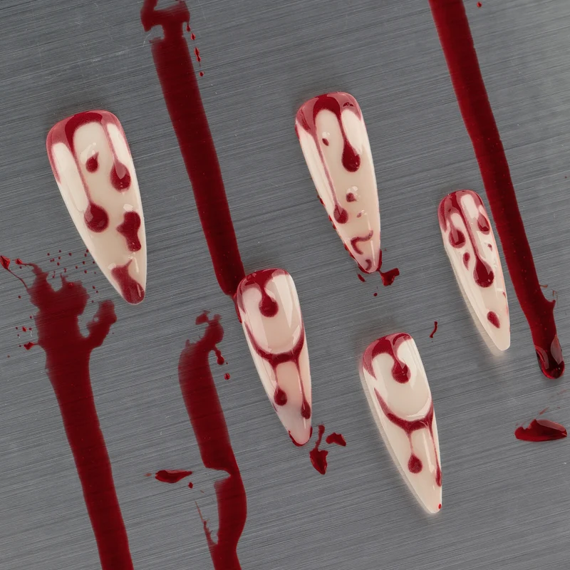 Artistic Halloween Gel Nails in Bloody Design Stornfield