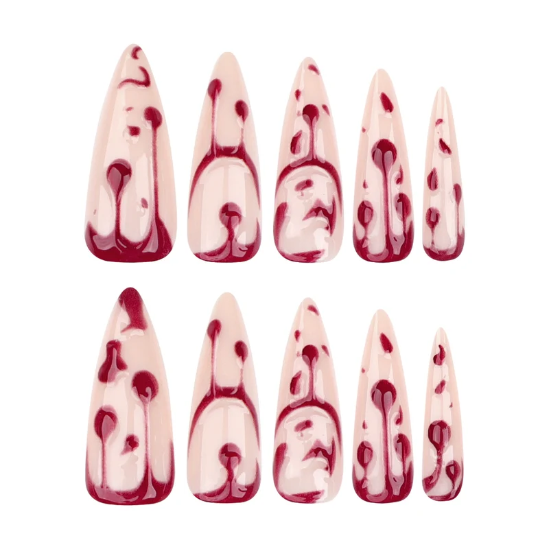 Artistic Halloween Gel Nails in Bloody Design Stornfield