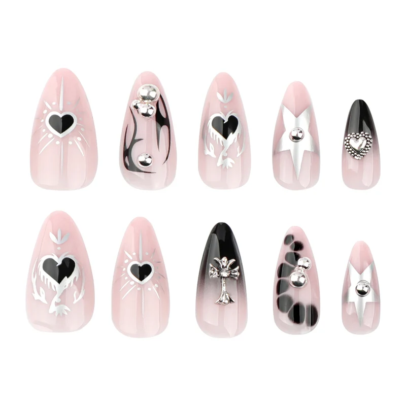 Artful Gothic nails with 3D decorations Stornfield