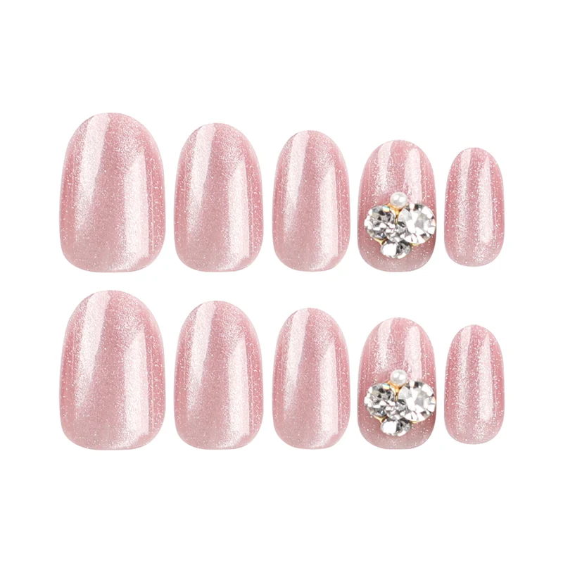 Artful glitter nail extensions with elegant rhinestone accents Stornfield