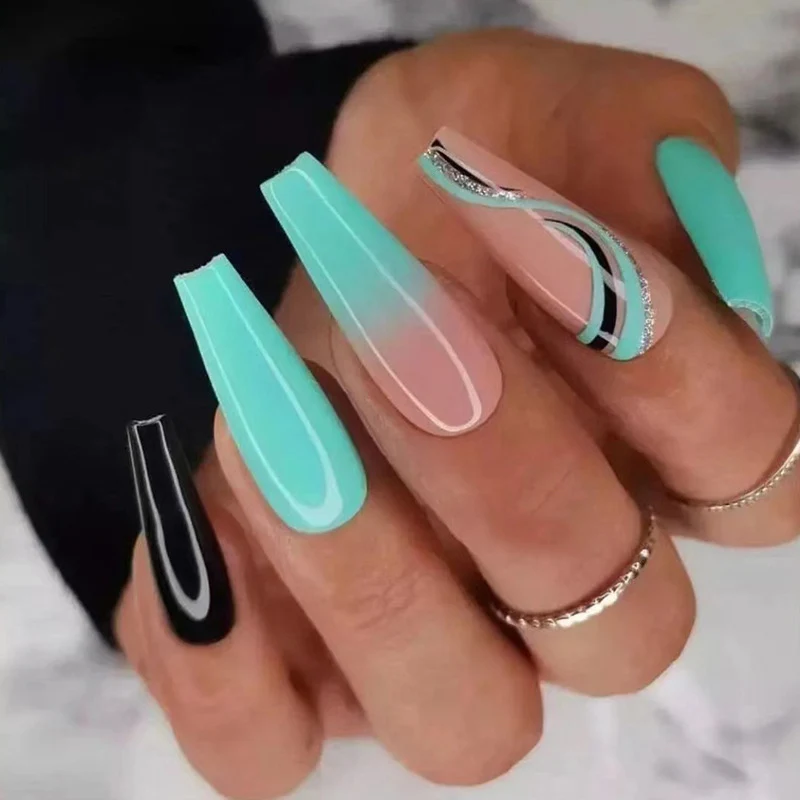 Artistic Gel Nail Extensions in Modern Design Stornfield