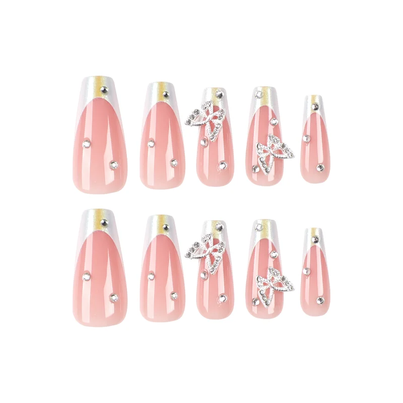 Artistic Gel Nails with Rhinestone Decorations Stornfield