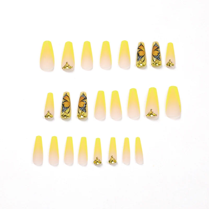 Artful Gel Nails with Butterfly Design and Glitter Stornfield