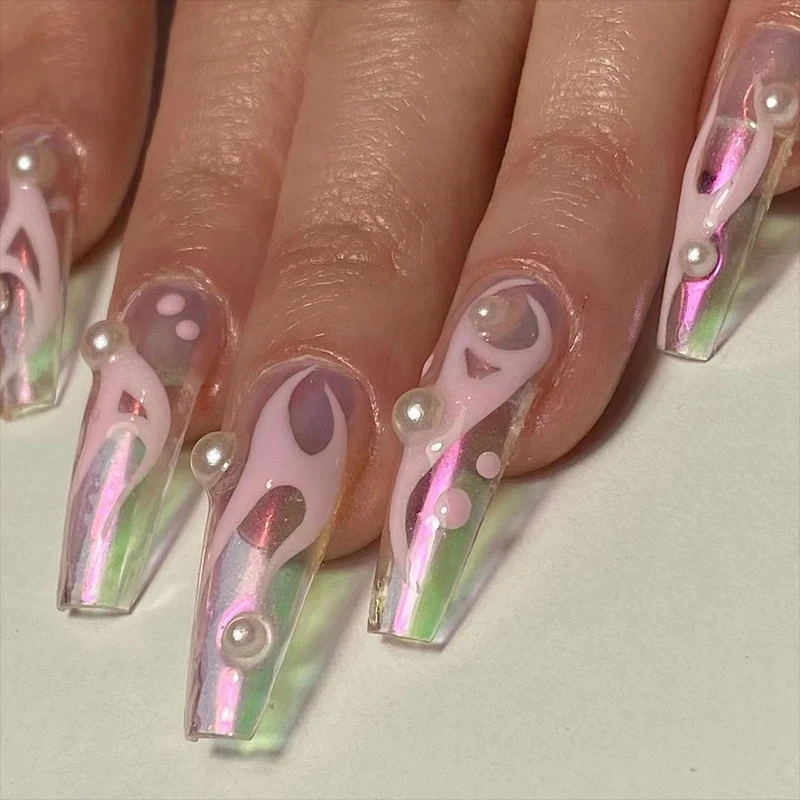 Artful Gel Nails with Holographic Accents Stornfield