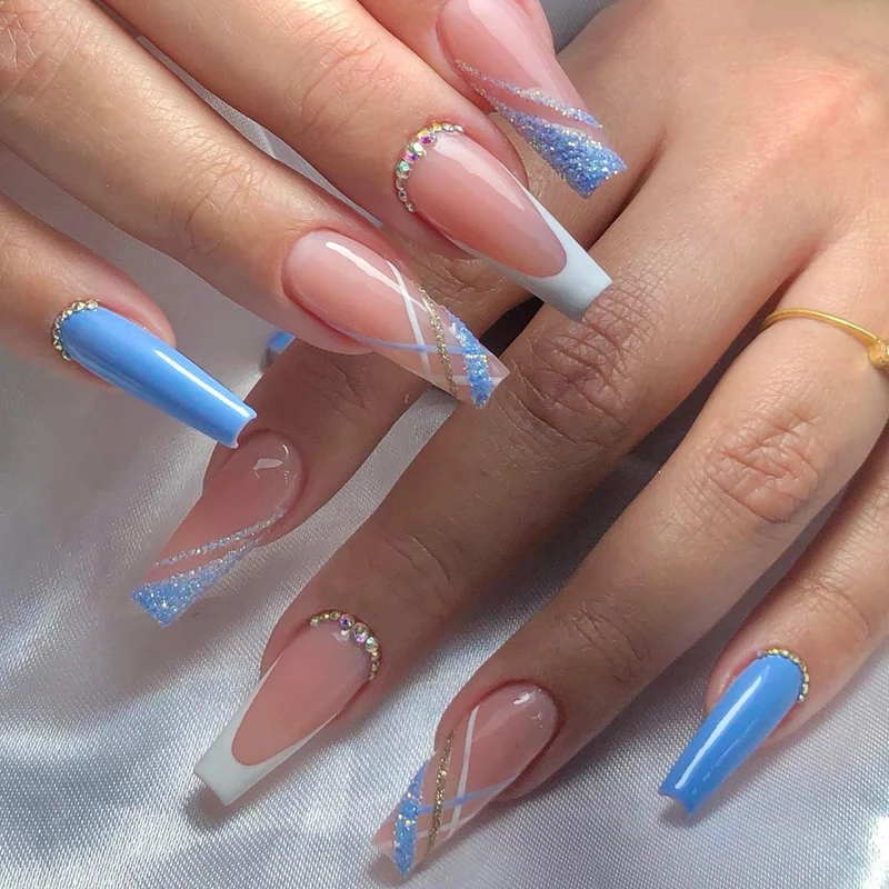 Artistic Gel Nails with Glitter Decorations and Elegant Designs Stornfield