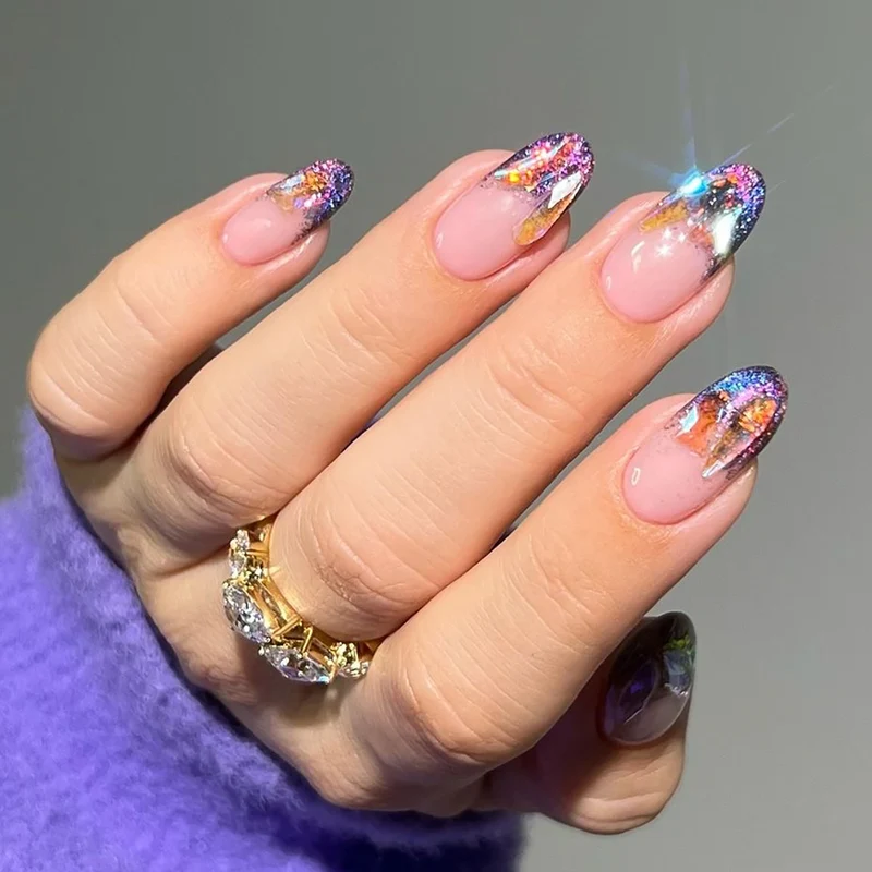 Artistic Gel Nails with Glitter and Rhinestone Accents Stornfield