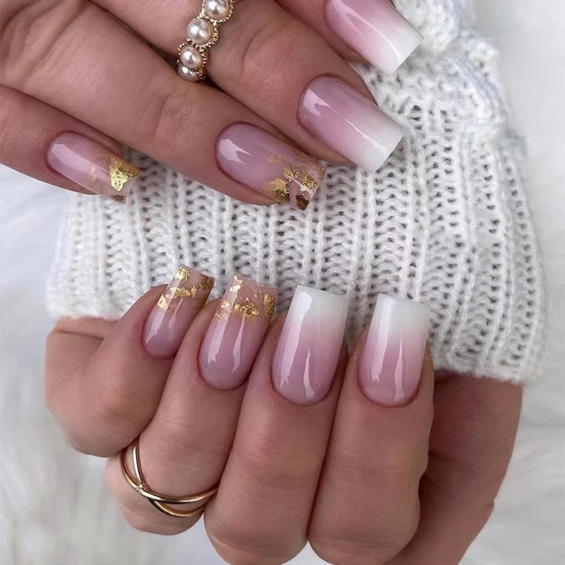 Artistic gel nails with glitter and ombre effect Stornfield