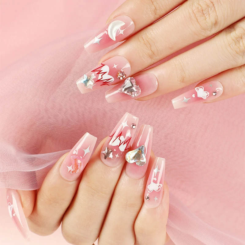 Artful Gel Nails with Glamorous Decorations Stornfield