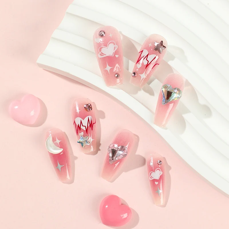 Artful Gel Nails with Glamorous Decorations Stornfield