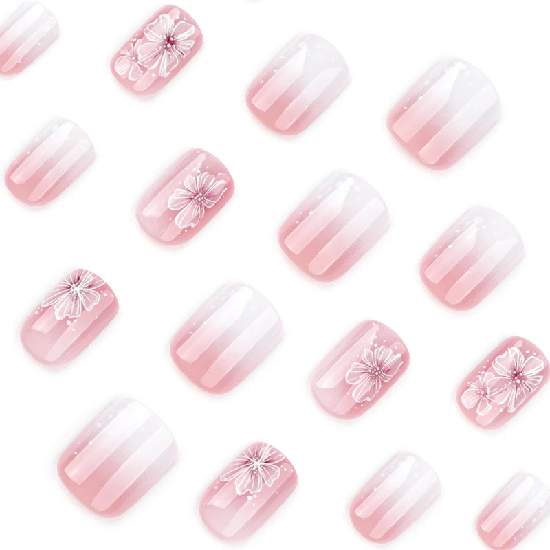 Artistic gel nails with floral decorations Stornfield