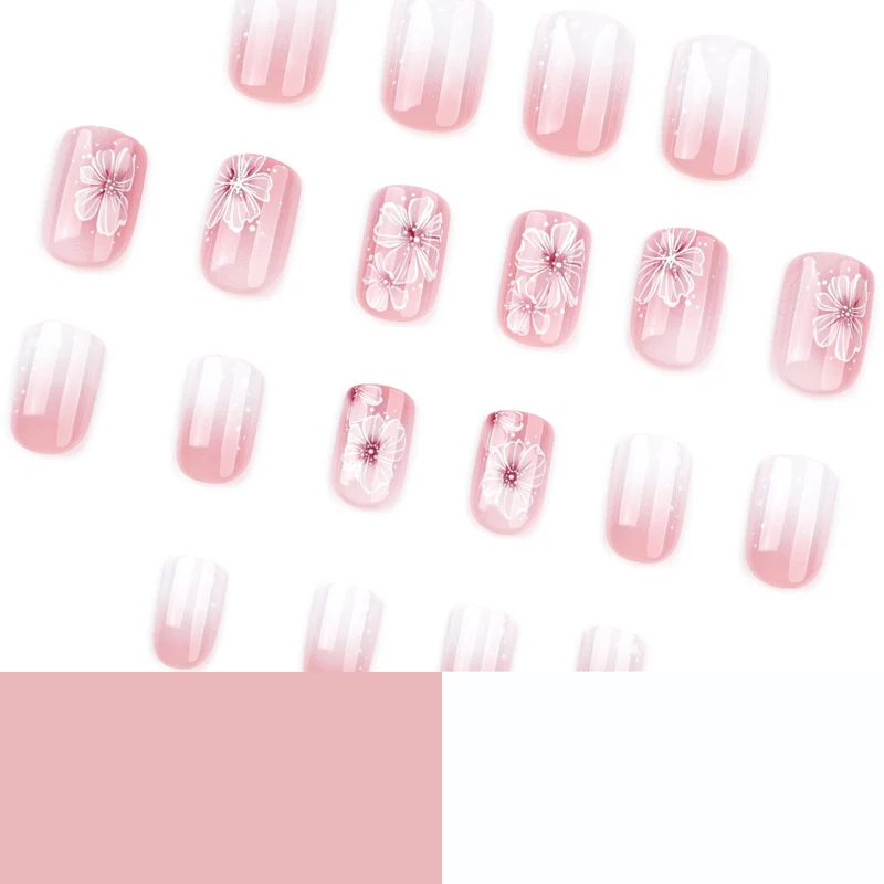 Artistic gel nails with floral decorations Stornfield