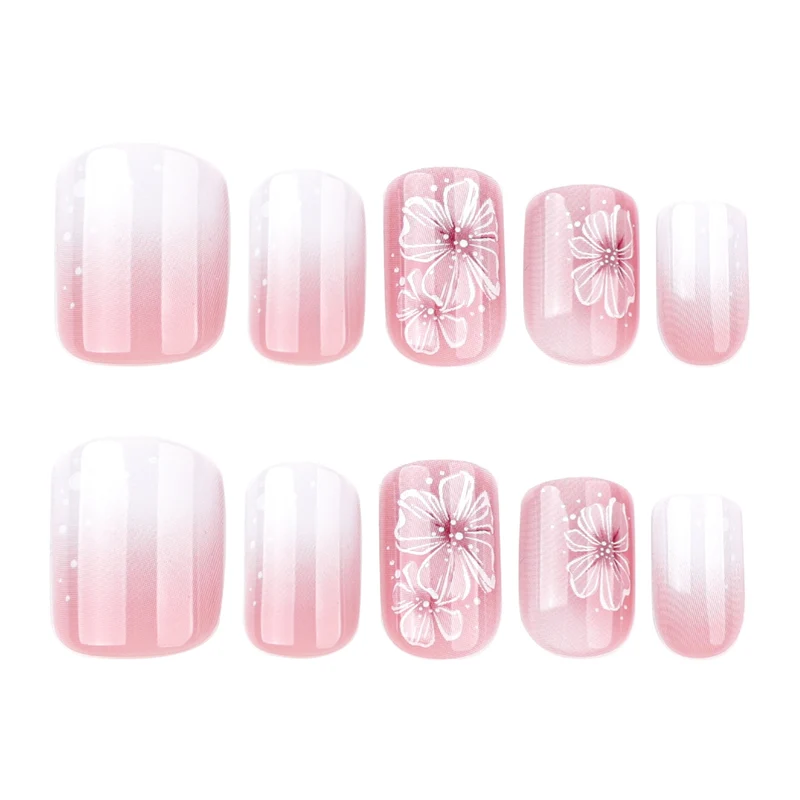 Artistic gel nails with floral decorations Stornfield